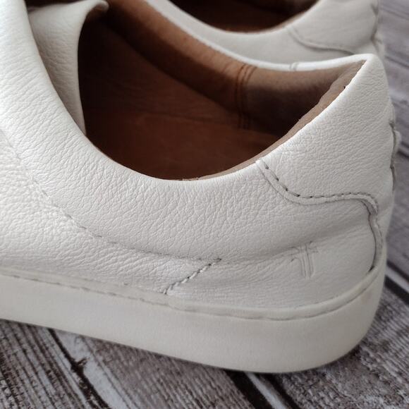 Frye | White Leather Lena Low Zip Sneaker Shoes Women's 8.5 - Picture 7 of 14
